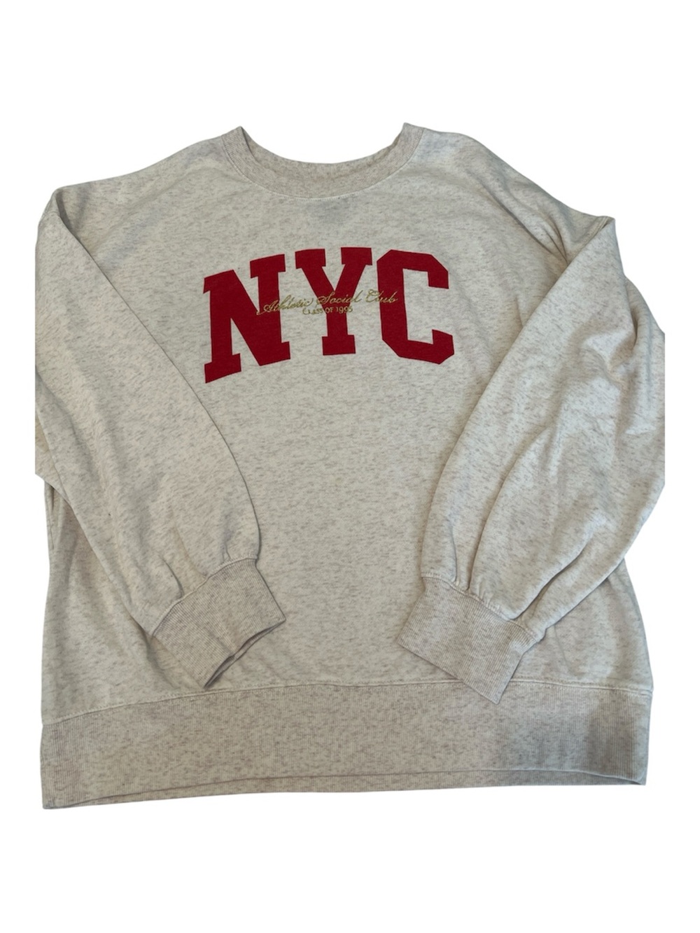 Oak & Trellis Size XL Heathered Grey Red Letter NYC Crewneck Sweatshirt EUC